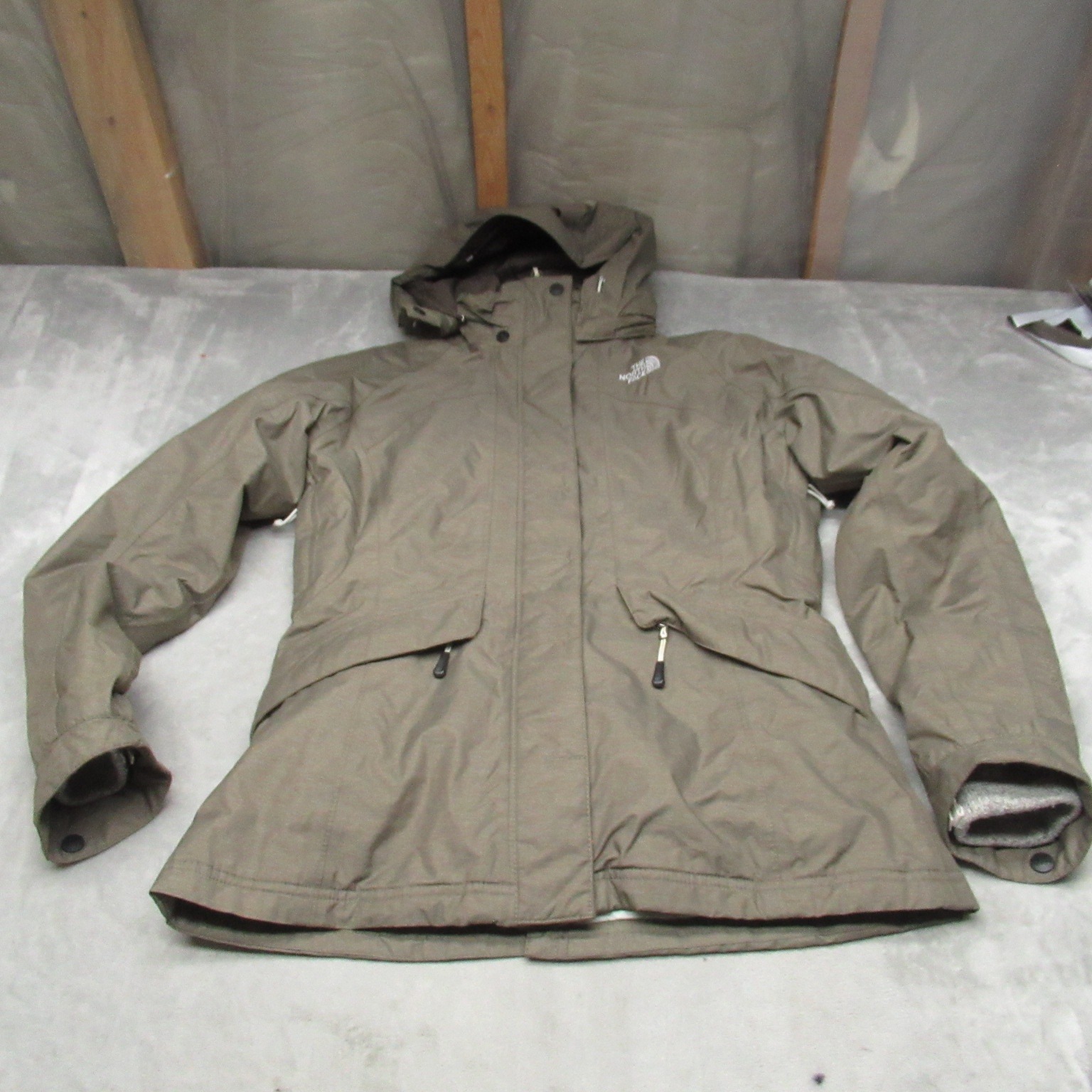 North Face Jacket Womens Small Green Waterproof Hood Winter Removable Liner 3in1